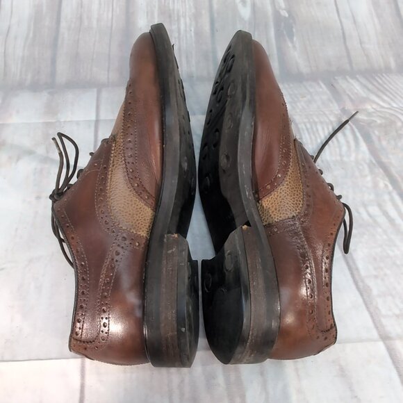 Massimo Dutti Brown Leather Wingtip Brogue Dress Shoes – Men’s EU 44 US 10.5–11 - Picture 6 of 12